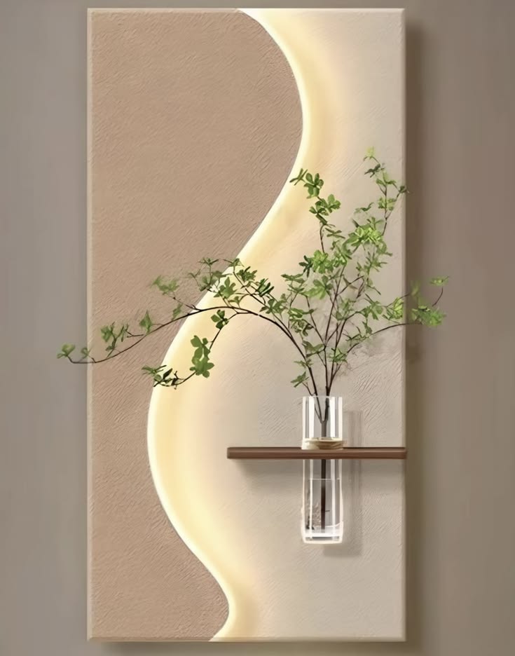 Pilli LED’li İskandinav Tarzı Dekoratif Duvar Tablosu 40x70 cm Pütürlü Doku