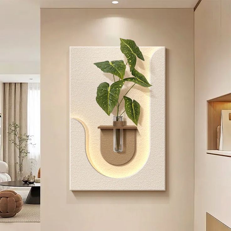 Pilli LED’li İskandinav Tarzı Dekoratif Duvar Tablosu 40x70 cm Pütürlü Doku