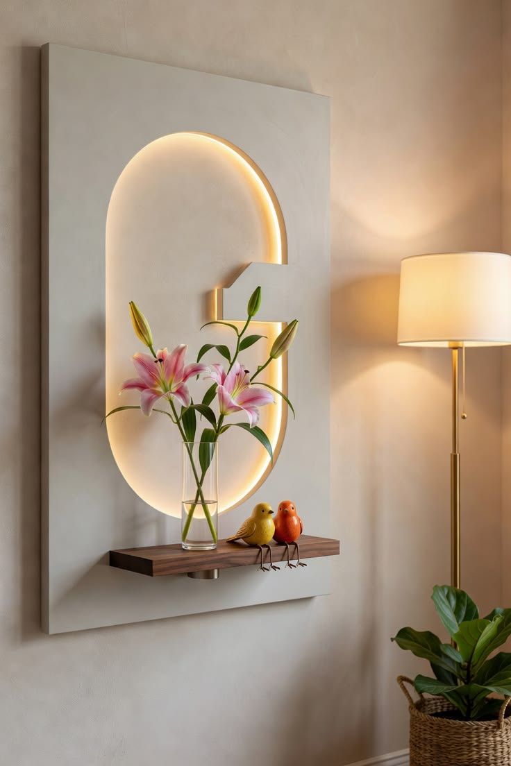 Pilli LED’li İskandinav Tarzı Dekoratif Duvar Tablosu 40x70 cm Pütürlü Doku