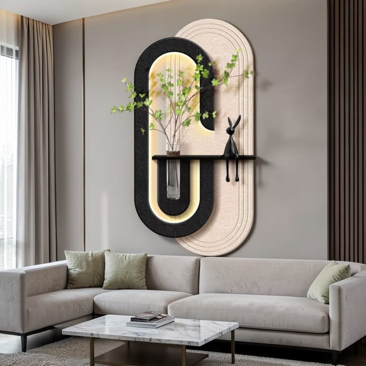Pilli LED’li İskandinav Tarzı Dekoratif Duvar Tablosu 40x70 cm Pütürlü Doku